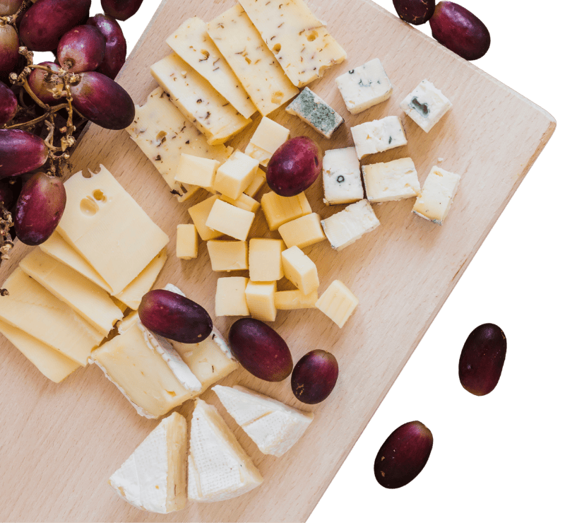 cortar queso en cuñas de forma variada